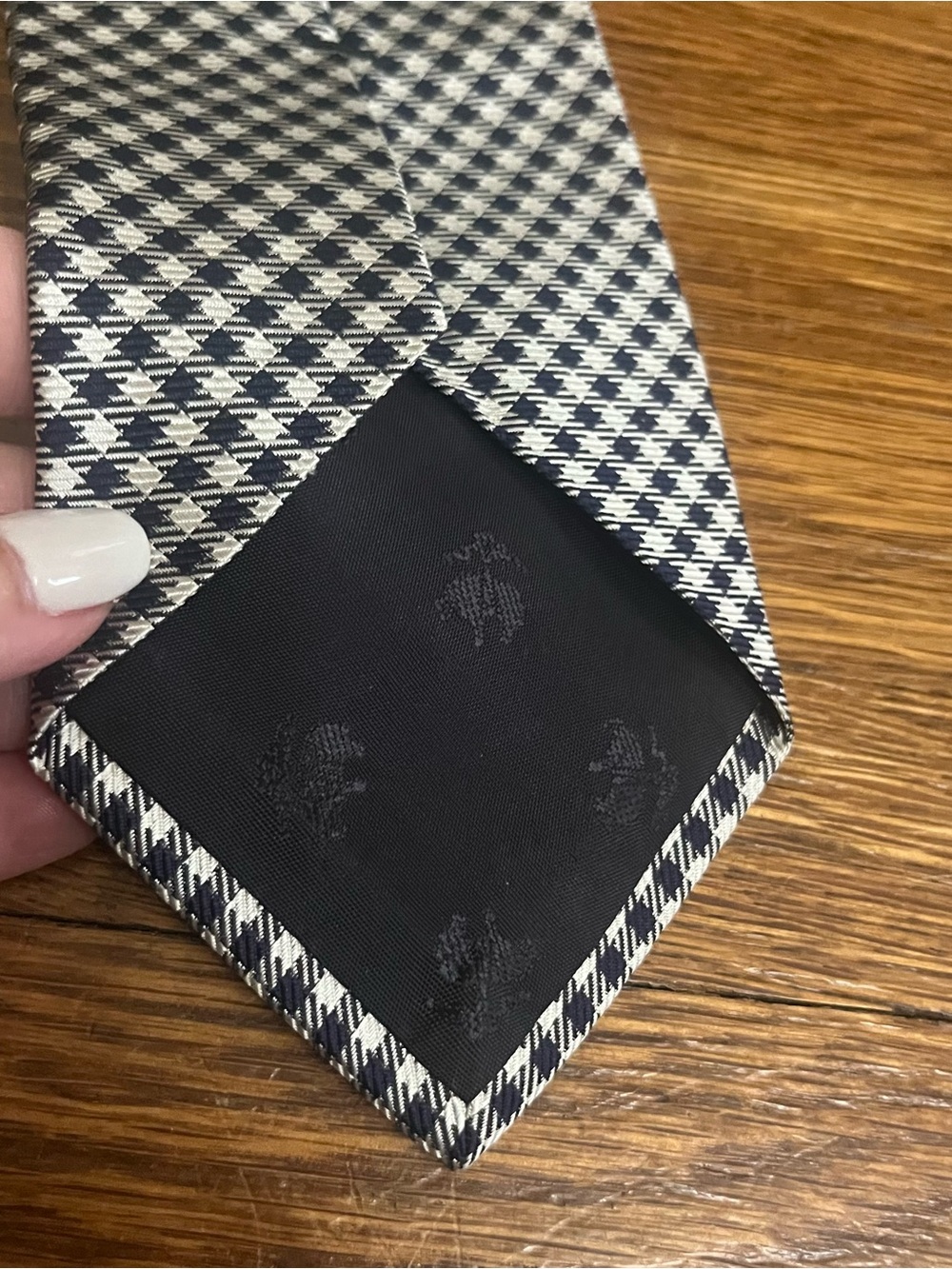 Brooks Brothers silk neck tie men’s micro houndstooth black white preppy - Picture 3 of 5